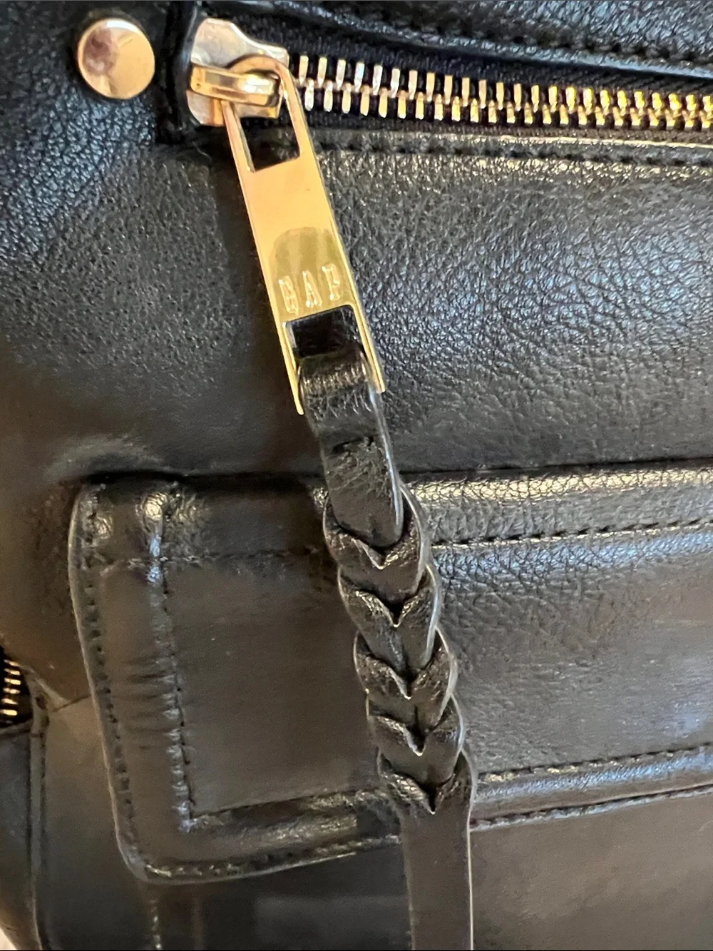 GAP Black Leather Mini Backpack - Sleek Everyday Bag